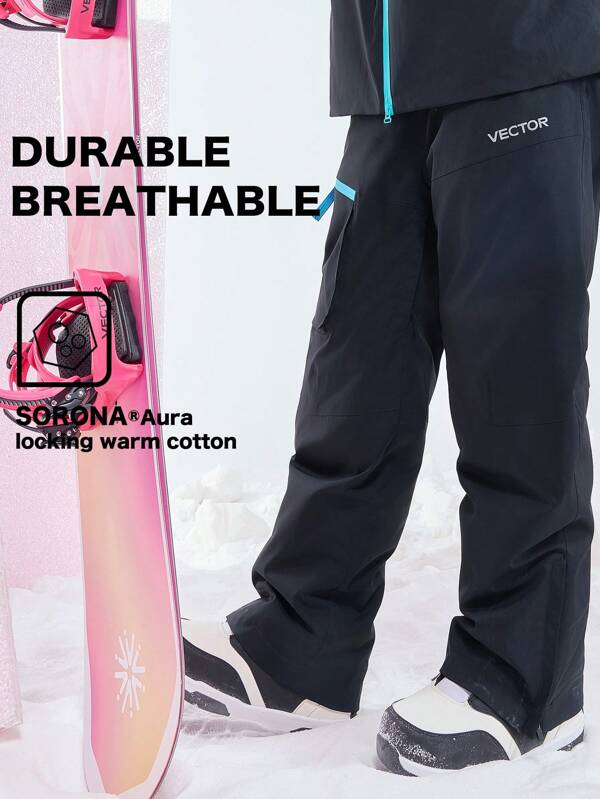 VECTOR MOTION Straight Knee Pad Ski Pants, , Padded, Water-Resistant, Windproof, , Breathable, Elastic, Single/Double Layer Ski Gear Ski Outfits