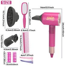 10pcs Kids Hair Drier Set, Hair Salon Pretend Play Toys, Beauty Salon Playset For Girls, Kids Dress Up Beauty Hair Stylist Kit, Pretend Hair Styling Set With 3 Types Of Nozzle, Suitable For Children Aged 3+ - Multicolor - View 3