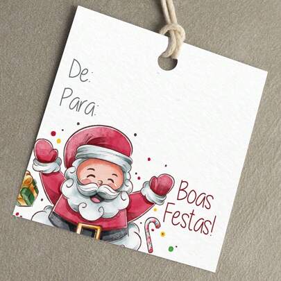 20 Tags lembrancinha festa Natal escrever de para presente papai noel