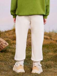 mini bala Tween Boys 远红外保暖内衬长裤 2024 秋冬新品系列 - 卡其色 - 查看 3