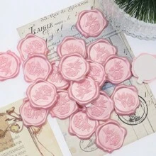 20 张玫瑰蜡封贴纸，花卉图案自粘信封封口贴纸，适用于婚礼请柬，蜡封贴纸非常适合信封、请柬、礼品包装、剪贴簿（酒红色、珍珠粉色） - 彩色 - 查看 3