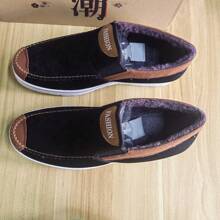 冬季毛绒内衬舒适软底休闲鞋，适合中老年男士 - 黑色 - 查看 4