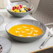 vancasso 16 Pcs Dinnerware Set, Grey Set,  Porcelain Dinnerware, Dinner Plates, Dessert Plates, Bowls And Soup Plates For 4 Person - Grey - View 4