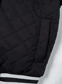 1pc Teen Boy Fashionable Color Block Thermal Lined Hooded Jacket, Versatile, For Autumn/Winter - Black - View 5