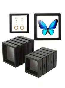 1个PE膜防氧化透明珠宝展示盒，防氧化珠宝盒，防尘珠宝悬挂收纳盒，防氧化小巧精致珠子展示盒，多功能便携式珠宝收纳盒，适用于商务旅行，3D相册浮动框架，用于吊坠，项链，手链，戒指，硬币，耳环，别针，收纳盒，防氧化珠子宝盒，PE膜浮动3D浮动展示盒 - 彩色 - 查看 2