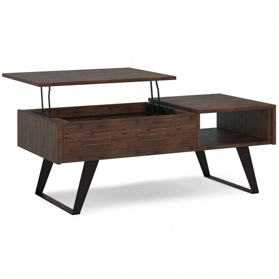 Simpli Home Lowry Lift Top Coffee Table Acacia Wood Industrial Style