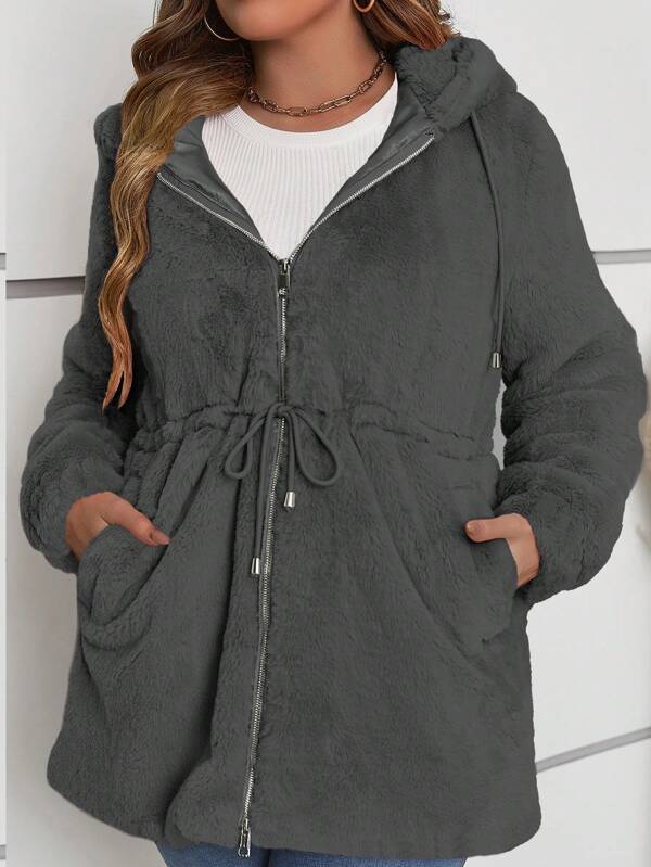 Cappotto trapuntato lungo invernale trapuntato leggero da donna di grandi dimensioni con cappuccio