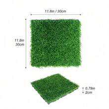 Artificial Grass Turf Tiles Interlocking Set Of 35pcs, Fake Grass Tiles Self-Draining For Pet Indoor/Outdoor Flooring Decor, 12x12in Grass Green,ElegantAbode
