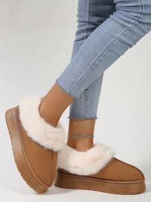 Combina con falda negra, botas de nieve modelo popular de 2024 con forro térmico y cálido, suela gruesa antideslizante resistente al frío, nuevo modelo de otoño/invierno