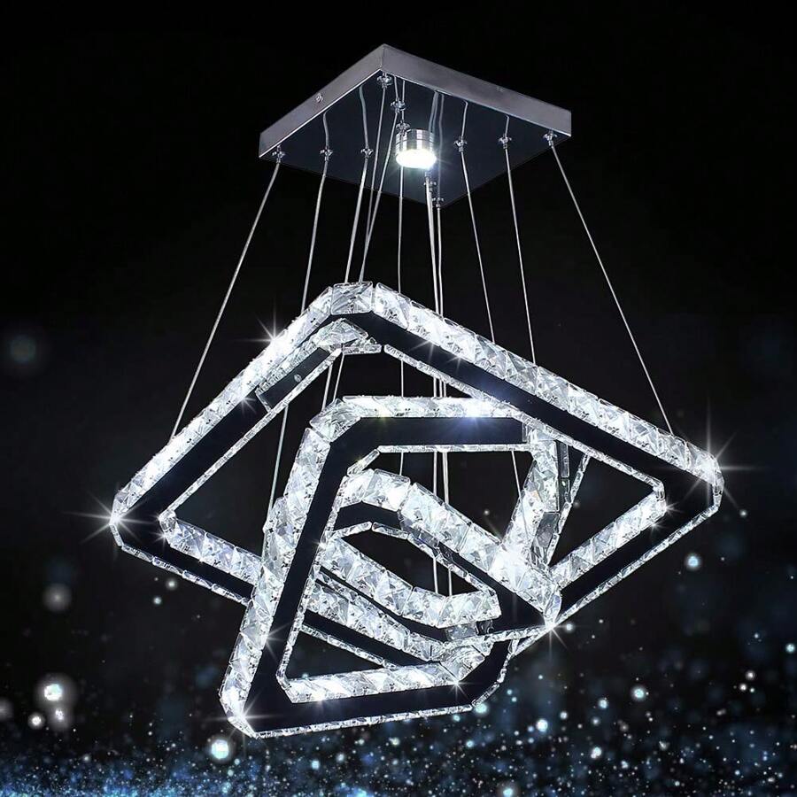 48W LED Modern Crystal Chandelier Stainless Steel Pendant Light Ceiling Lamp Bedroom Chandelier Warm White Cold White (Cold White) (Cold White)