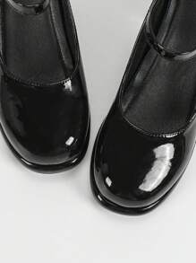 Fall/Winter Women's Black Round Toe Thick Heel Comfortable Formal Party Pumps, Minimalist Elegant Dancing Casual Versatile High Heels,Elegant,Mary Jane