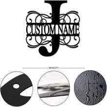 CIF BUY Nghệ thuật treo tường bằng kim loại được cá nhân hóa - Chữ cái đầu tùy chỉnh & Tên gia đình, Thiết kế chùm sáng | Đồ trang trí bằng sắt thép tái sử dụng cho nhà, hiên nhà, vườn - Nhiều màu - Xem 23