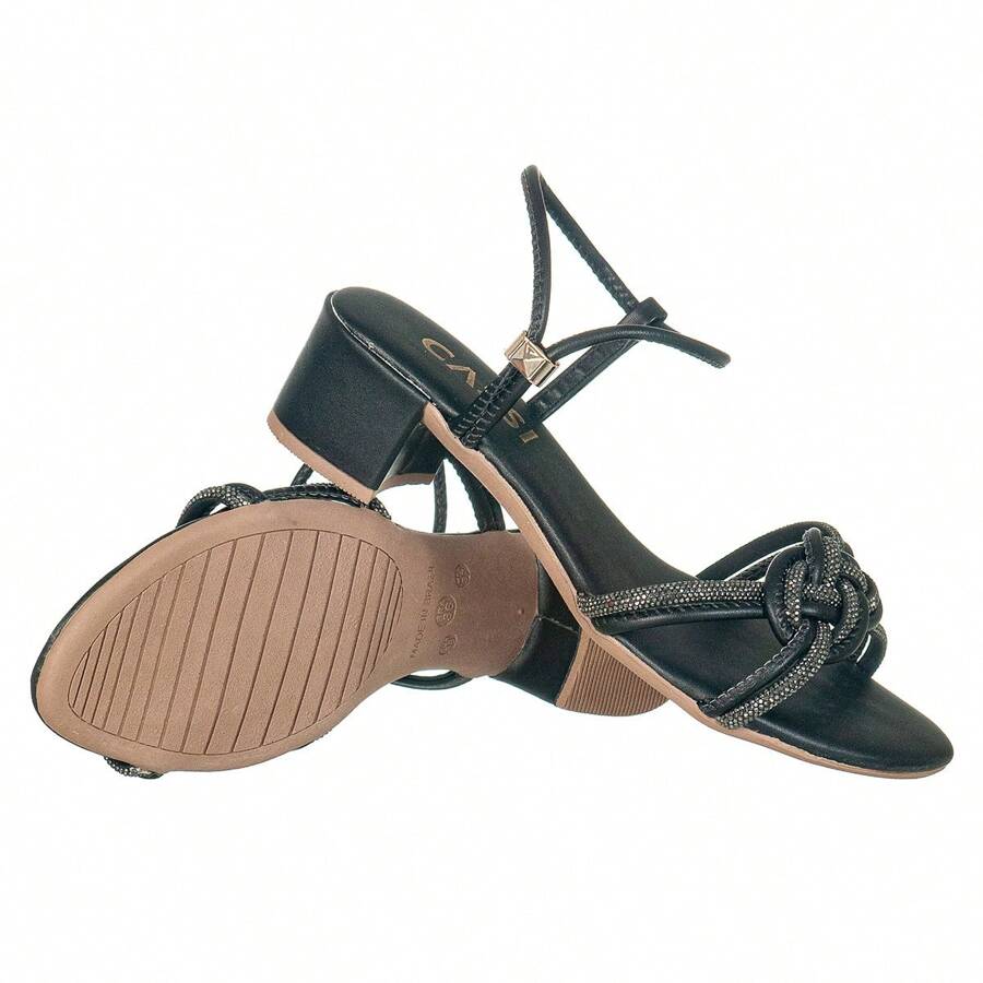 Women's High Heel Sandal Rhinestone 5cm Platform Gift - 黑色 - 查看 1