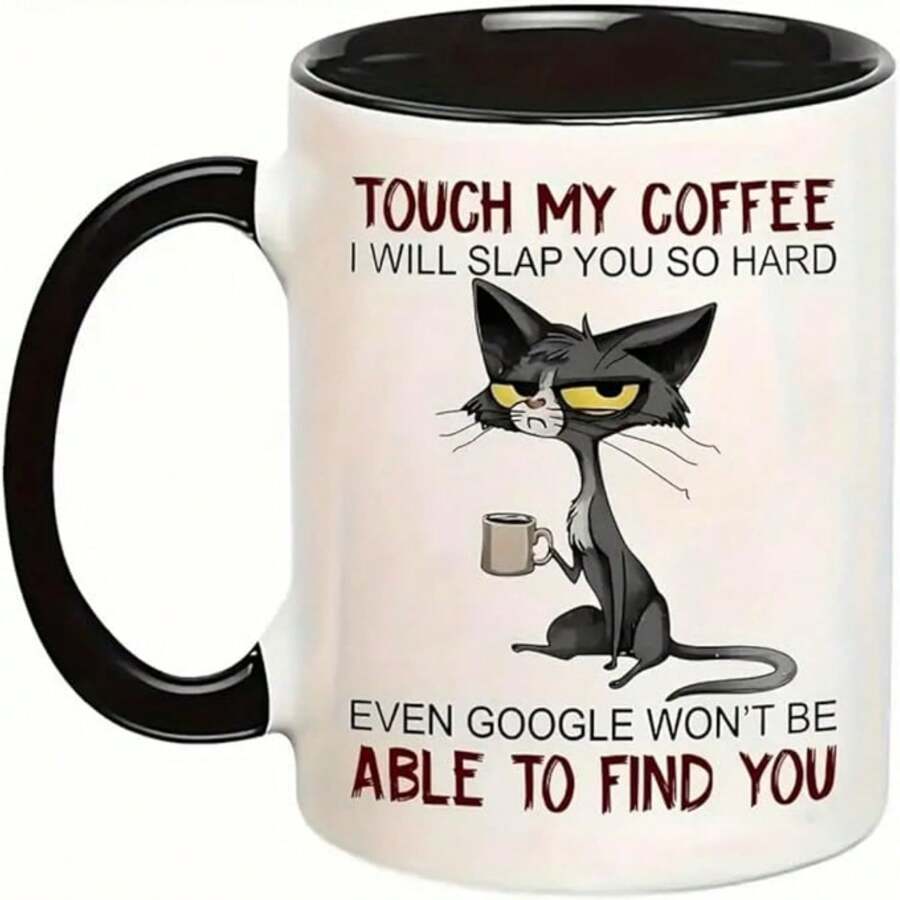 11oz Personalized Cat Mug - Up To 3 Cats Good Morning Human Servant - Funny Customized Cat Mom Mug, Cat Dad Custom Mugs For Cat Lovers - White - View 1