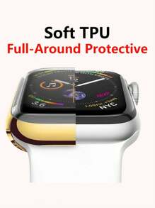 2pcs Gold Color Women's Watch Band + Watch Protective Case, 14mm Narrow Style, Suitable For Gold Metal Bracelets, Detachable Stainless Steel Watch Band, Soft TPU Material All-Round Protection Protective Case (With Screen Protector) Compatible With Apple Watch Ultra 3 2 1 SE S10/9/8/7/6/5/4/3/2/1 Series, Fashionable New Gift For Family And Friends, Smartwatch Accessories, Watch Band For 38mm 40mm 41mm 42mm 44mm 45mm 49mm Young & Stylish Unisex - Gold - View 9