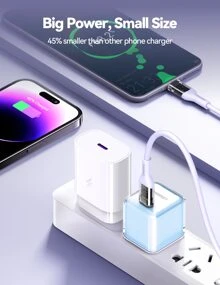 USB C Charger,30W GaN Fast Wall Charger Block,PD USB-C Power Adapter Compatible With IPhone 16/15/14/13/12/11 Series,Galaxy S23/22/21,IPad Pro/Air(Blue) Mobile Electronic ChargingSuper Fast Charger For IPhone, Travel Charger Plug, Fast Charging, Gifts For Family, Friends, Kids,Birthday,Christmas, Winter, Black FridayWall Mountable For Office, School, Dorm, And Home - Blue - View 5