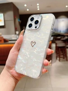 Apple IMD Perforated Glass Fragmented Sticker Mirror Heart Shape Phone Case Compatible With Iphone