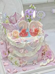 1支创意粉白渐变玫瑰花数字蜡烛，适用于生日蛋糕、派对及蛋糕装饰、房间装饰、礼物、生日蜡烛、生日装饰、生日快乐、蛋糕蜡烛、毕业典礼房间装饰 - 彩色 - 查看 11