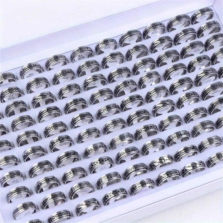 10/20pcs Minimalist Style Rings, Made Of Stainless Steel, Suitable For Daily Wear And Party Accessories, Unisex - Multicolor - View 1