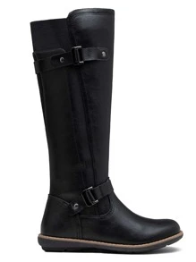Women's 9656 Knee-High Boots Fashion Riding Boots With Buckle - 黑色 - 查看 5