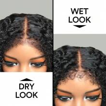 Tóc giả không keo phía trước dạng cuộn Hybrid Hairline 13x4 ren không keo cho phụ nữ Tóc giả xoăn Jerry với các cạnh xoăn Tóc thật trong suốt làm tan chảy mọi loại da Mật độ 180% 10-22 inch Tẩy trắng trước & nhổ trước - màu đen - Xem 7
