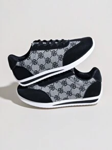 女士黑色透气厚底厚底运动鞋 - 黑色 - 查看 5