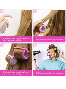 Jumbo Hair Curlers Rollers 2.56in 12pcs/Set Self-Grip Rollers Kit With 6Rollers And 6Clips, Salon Quality Curlers For Diy Hairstyling, Heatless Rollers ,Hair Rollers,Heatless Curls,Hair Curler,Hair Products And Accessories For Barber Salon Beauty Travel Essentials,Back To School,Travel Holiday Essentials,Hair Accessories For Women