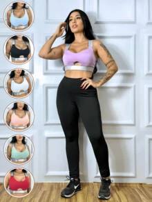 Fitness Set Leggings And Silver Top With Removable Pads Create Your Fitness Set - Nhiều màu - Xem 1