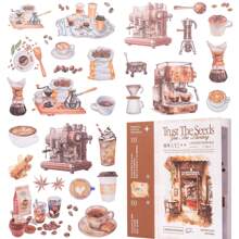 Journaling Sticker Book, 50 Sheets Scrapbook Stickers, Junk Journal Supplies, Pre-Cut Aesthetic Washi Materials, Watercolor Scrapbooking For Adults, Decorative Ephemera Bullet Planner Arts Craft