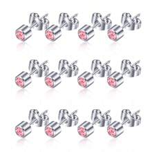 6 perechi de cercei din oțel placat cu aur pentru piercing la ureche, piatră de naștere, CZ, cercei, cercei, bijuterii pentru corp pentru cartilajul tragus