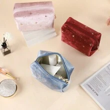 1个优雅星形天鹅绒八角化妆包，便携式手提化妆包，金色闪亮星形设计，包含化妆包套装、房间装饰、包袋、化妆包、梳妆台、化妆包、收纳包、储物包、化妆包、洗漱包、桌面收纳包、化妆包、化妆袋、化妆品收纳包、化妆袋、化妆包、梳妆台、化妆包、小化妆包、化妆包、圣诞礼物、小包、手拿包/小手提包、化妆品收纳包、小包、刷子收纳袋、迷你包、大容量包、女士礼物、圣诞礼物、女士礼物创意