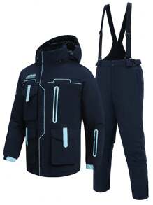 2 piezas Conjunto de ropa deportiva y de exterior estilo novio, ropa de esquí, parte superior Bottomor HX395-1 Conjuntos de esquí