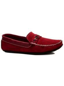KIT Hand-Stitched Men's Moccasin Shoe + Wallet + Belt - 紫紅色 - 查看 4