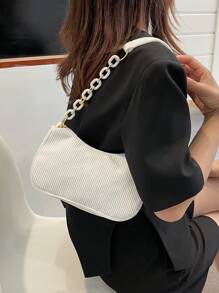 Túi đeo vai sang trọng nhẹ nhàng màu trơn, thích hợp cho phụ nữ đi làm hàng ngày vào mùa xuân và mùa hè - trắng - Xem 6