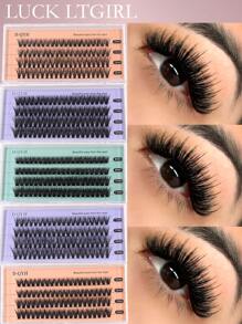 4D 80 chiếc lông mi giả C Curl 0,07mm dài hỗn hợp, lông mi cong mềm mại giúp mắt to tự nhiên, thích hợp sử dụng ở nhà hoặc ngoài trời, tiệc tùng và trang điểm - màu đen - Xem 1