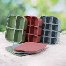 1 Pc Reusable Baby Silicone Food Container, Silicone Baby Food Freezer Storage Tray With Leak Proof Lid 4 Compartment 6 Compartment 12 Compartment Ice Tray, Steamed Cake Food Mold Homemade Baby Food Freezer Mold - Multicolor - View 1