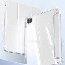 1pc Elegant Pure White Acrylic Transparent Crystal Clear Protective Case Compatible With IPad, Supports Sleep/Wake Feature
