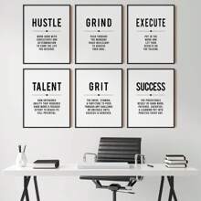 1pc Grind Hustle Talent Grit Áp phích động lực và in trang trí văn phòng nghệ thuật hiện đại doanh nhân động lực tranh vải không có khung - Nhiều màu - Xem 2