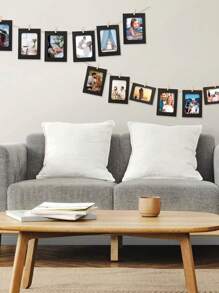 21件/套 - 彩色纸质相框，牛皮纸悬挂式相框，可展示4x6英寸照片，DIY纸质照片展示架，配有夹子和绳子，轻松DIY，适用于生日、婚礼、周年纪念、万圣节、圣诞节装饰 - 黑色 - 查看 3