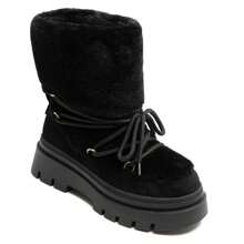 Bottes Four Styles Après-Ski à Plateform Avec Lacets Croisés Décoratifs - Black - View 3
