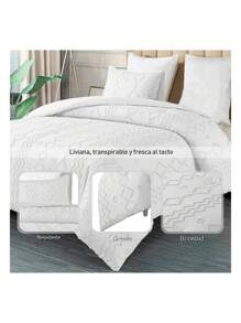 Juego de Funda Duvet Matrimonial Forma de Líneas. Solo Cubierta de Edredón con Cierre de Botones, Incluye 2 Fundas de Almohada. Bluelander. - Blanco - Ver 5