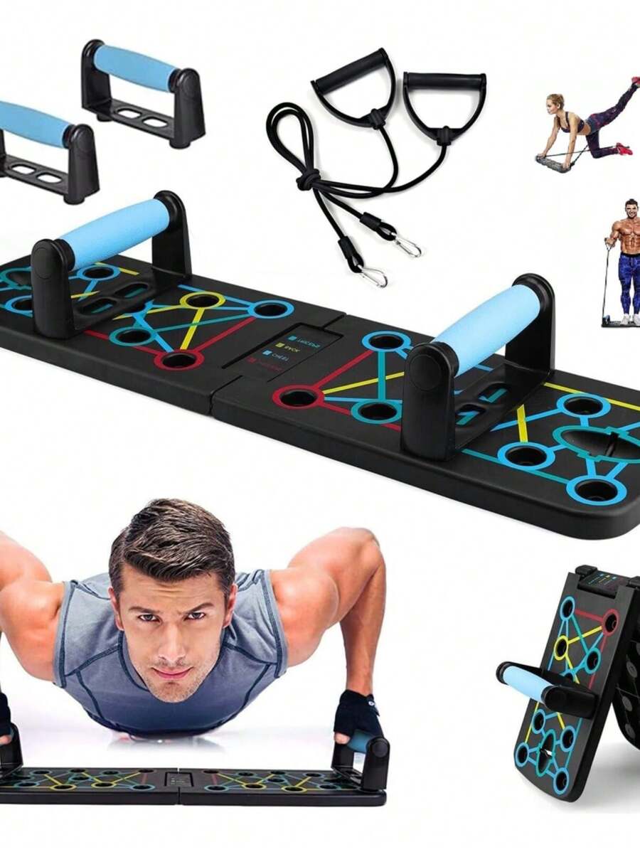 GPush Up Board Bars With Multifunctional Bands For Push-Ups And Home Workout - Multicolor - View 1