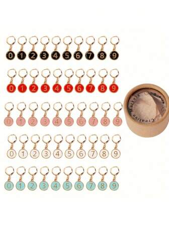 10 件套带编号的针织标记，适用于钩针编织和针织 - 合金珐琅饰物，带可拆卸锁扣 - DIY 工艺品和缝纫配件 - 圣诞节和新年节日