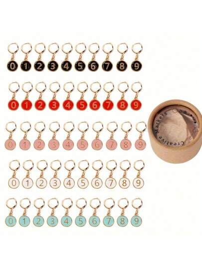 10 件套带编号的针织标记，适用于钩针编织和针织 - 合金珐琅饰物，带可拆卸锁扣 - DIY 工艺品和缝纫配件 - 圣诞节和新年节日