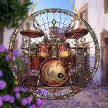 Bộ trống nhiều màu sắc treo trang trí - Bộ trống tròn Acrylic chủ đề âm nhạc 20,32cm dùng để trang trí nhà cửa, sân vườn, phòng nhạc - Quà tặng sinh nhật cho người yêu âm nhạc - Trang trí trong nhà/ngoài trời - Nhiều màu - Xem 6