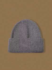 1pc Fashionable Classic Acrylic Knit Beanie Hat, Warm And Solid Color Versatile Ski Cap - Solid Color Knitted Beanie - View 21