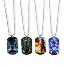 1 pieza Colgante de acero inoxidable con doble cara de moda con estilo clásico y de sangre caliente, inspirado en el personaje animado Goku de Dragon Ball