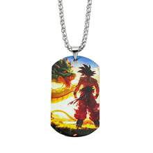 1 pieza Colgante de acero inoxidable con doble cara de moda con estilo clásico y de sangre caliente, inspirado en el personaje animado Goku de Dragon Ball