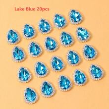 20 件 10x14 毫米泪珠彩色玻璃水晶纽扣、手工缝纫爪链边纽扣、DIY 头饰、服装、鞋子和包包缝纫配件 - 彩色 - 查看 11