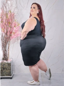 Women's Ribbed Shorts Plus Size G3 TO G5 - 黑色 - 查看 3